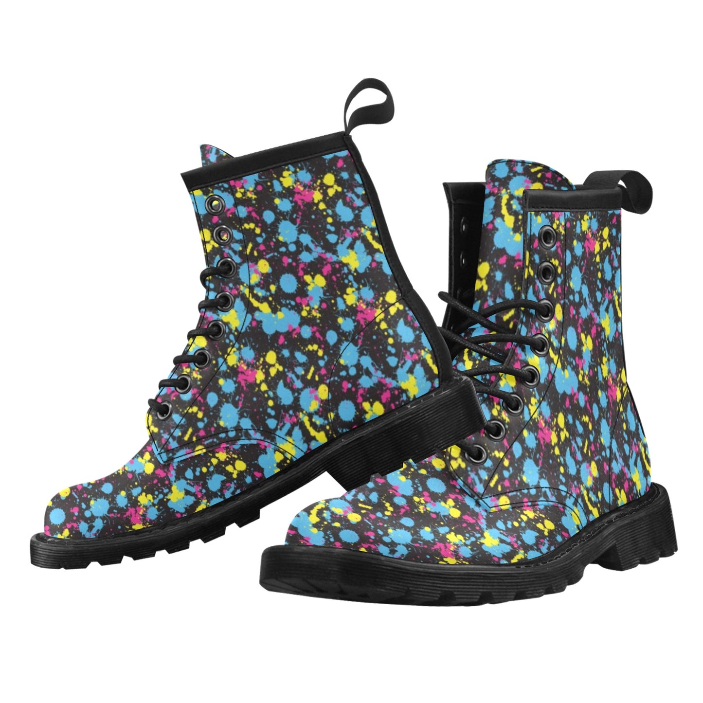 Splatter Colorful Print Design LKS301 Women's Boots