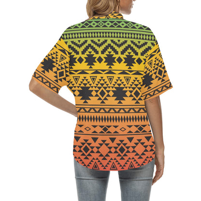 Rastafarian Pattern Print Design A04 Women's Hawaiian Shirt