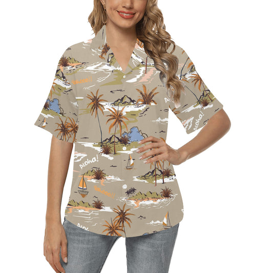 Pacific island Pattern Print Design A05 Women's Hawaiian Shirt