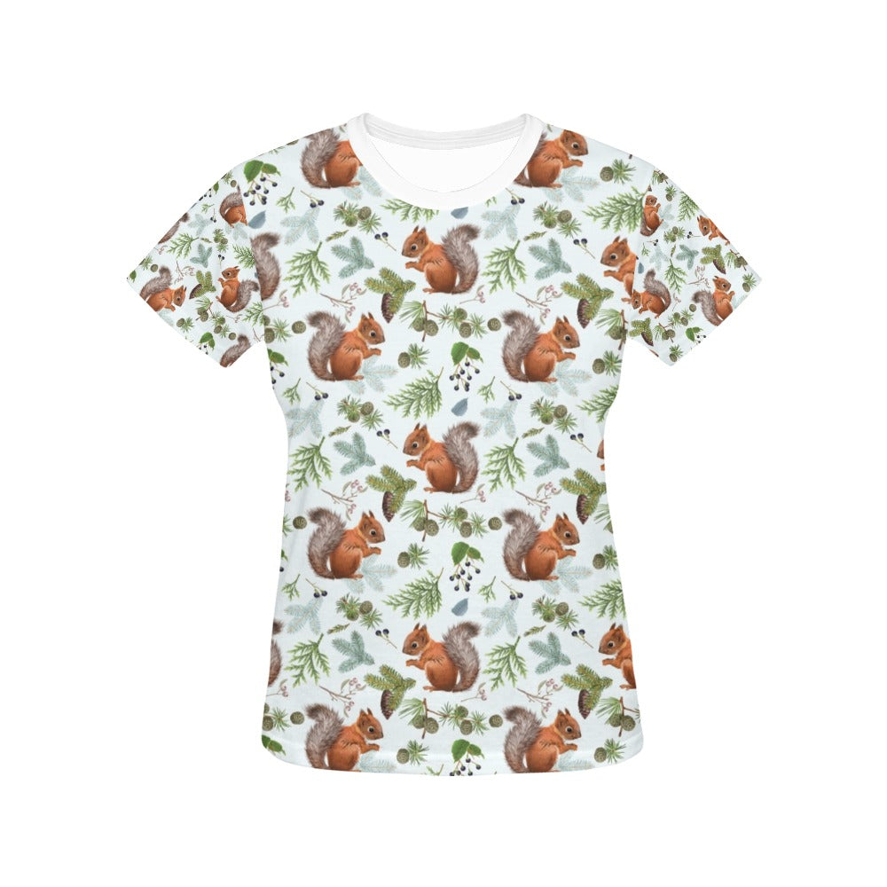 Squirrel Print Design LKS308 Women's  T-shirt