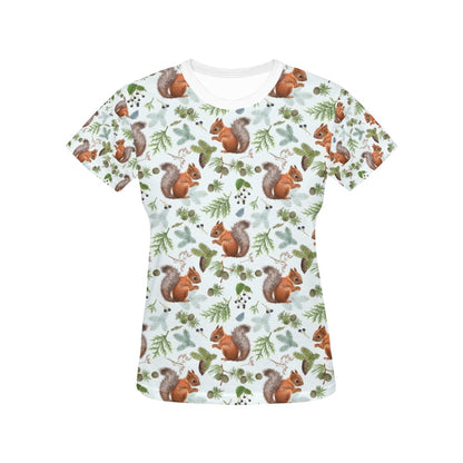 Squirrel Print Design LKS308 Women's  T-shirt