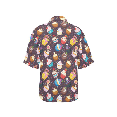 Cupcakes Heart Print Pattern Women's Hawaiian Shirt