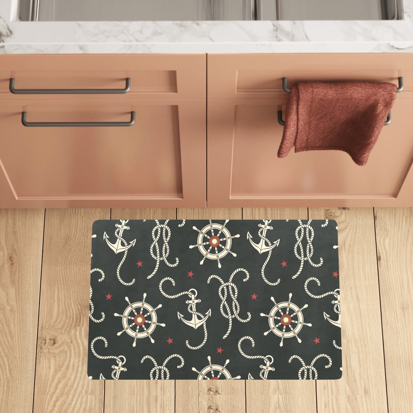Nautical Anchor Pattern Kitchen Mat