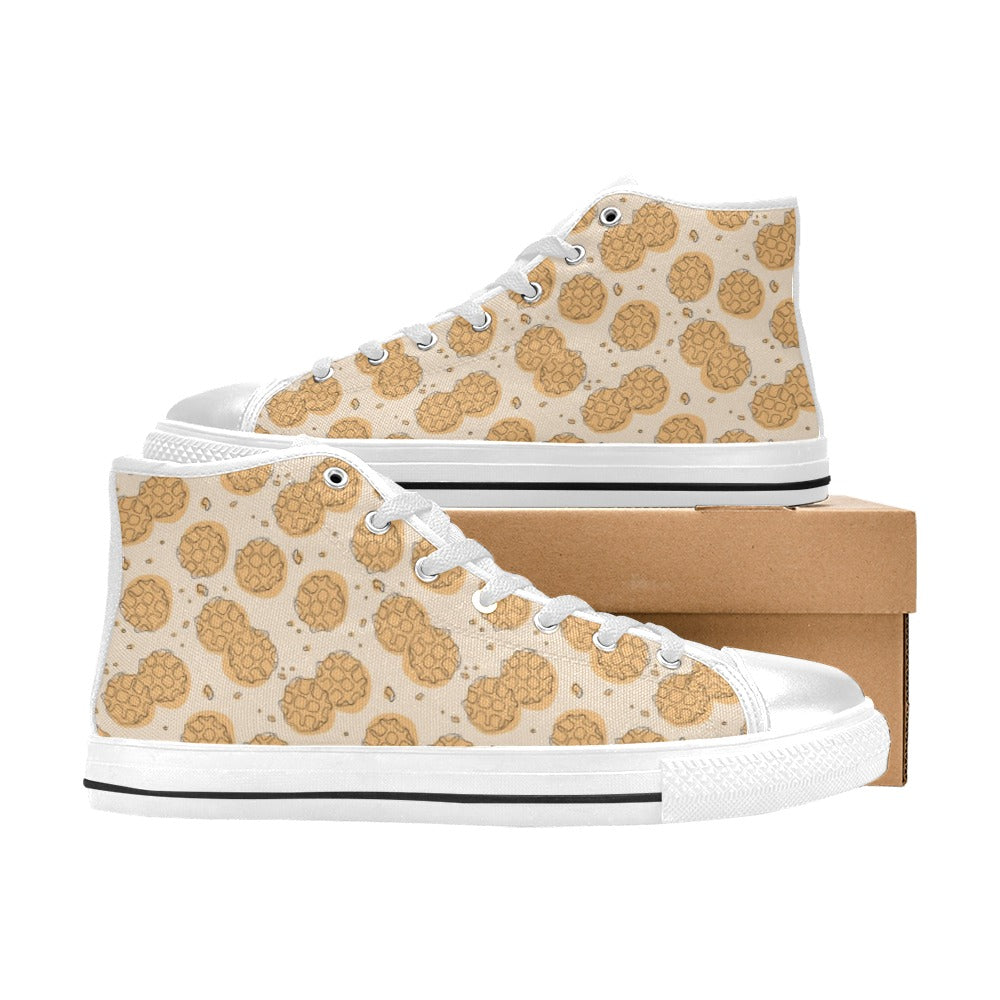 Waffle Print Design LKS303 High Top Women's White Shoes