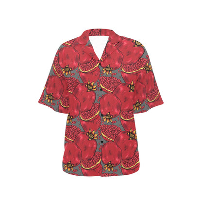 Pomegranate Pattern Print Design PG05 Women's Hawaiian Shirt