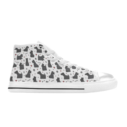 Scottish Terriers Print Design LKS3015 High Top Women's White Shoes