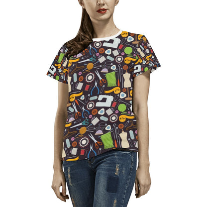Sewing Equipment Print Design LKS308 Women's  T-shirt
