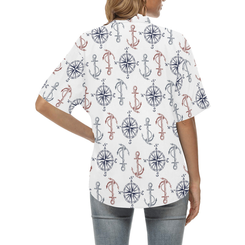 Anchor Pattern Print Design 06 Women's Hawaiian Shirt