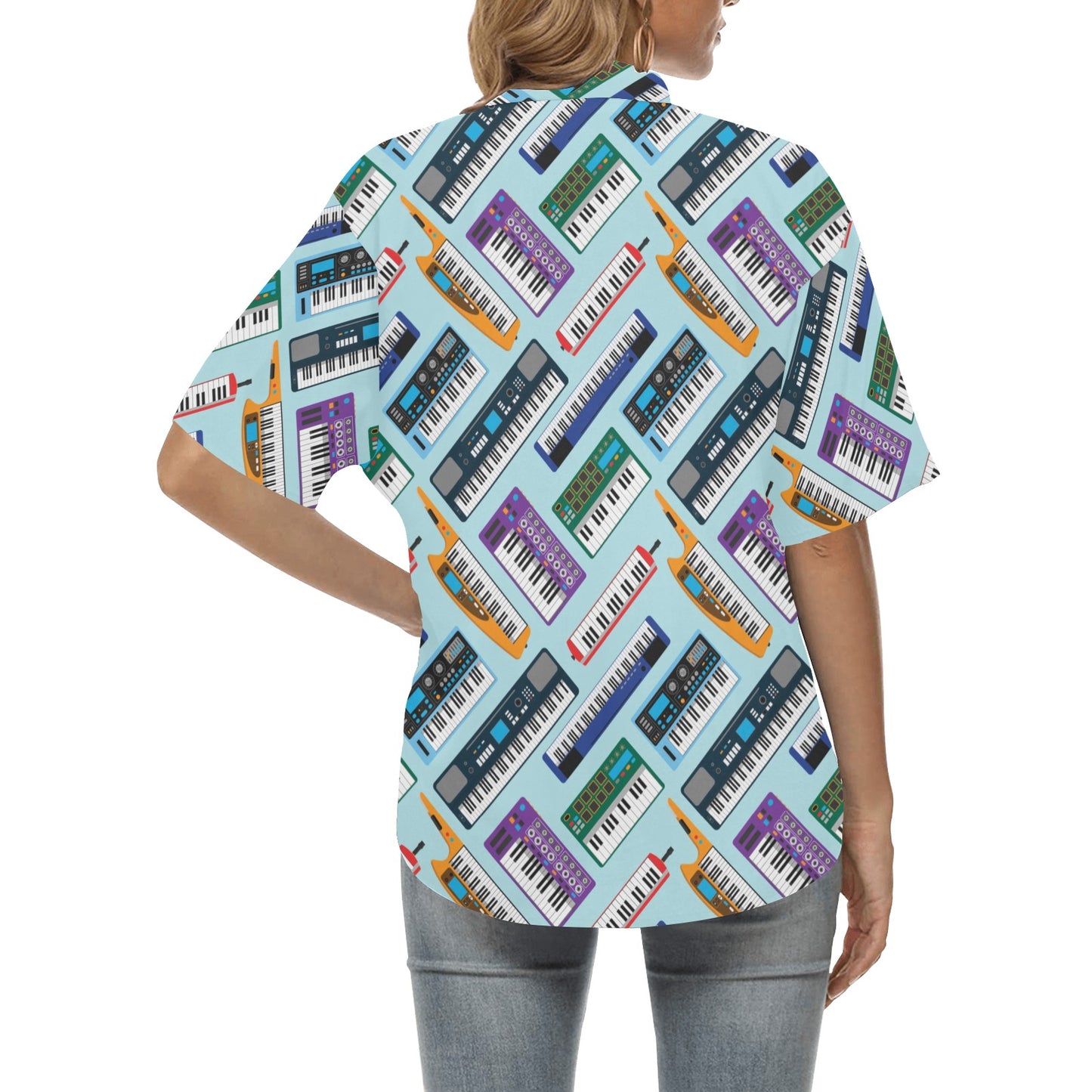 Synthesizer Pattern Print Design 02 Women's Hawaiian Shirt