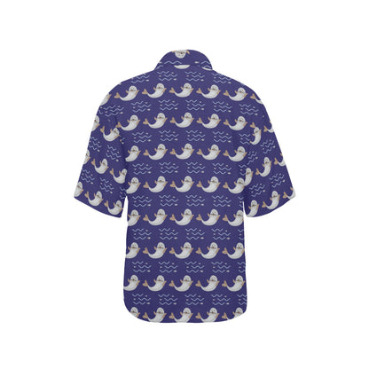 Sea Lion Print Design LKS404 Women's Hawaiian Shirt