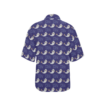 Sea Lion Print Design LKS404 Women's Hawaiian Shirt