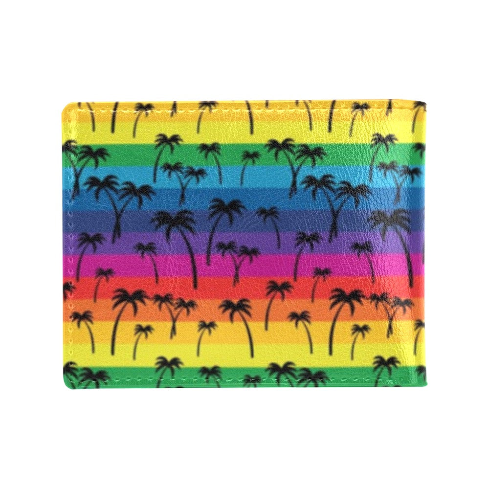 Palm Tree Rainbow Themed Print Men's ID Card Wallet