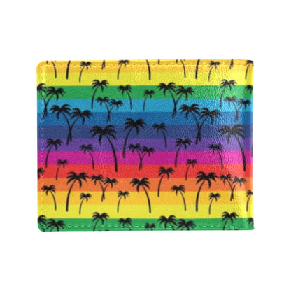 Palm Tree Rainbow Themed Print Men's ID Card Wallet