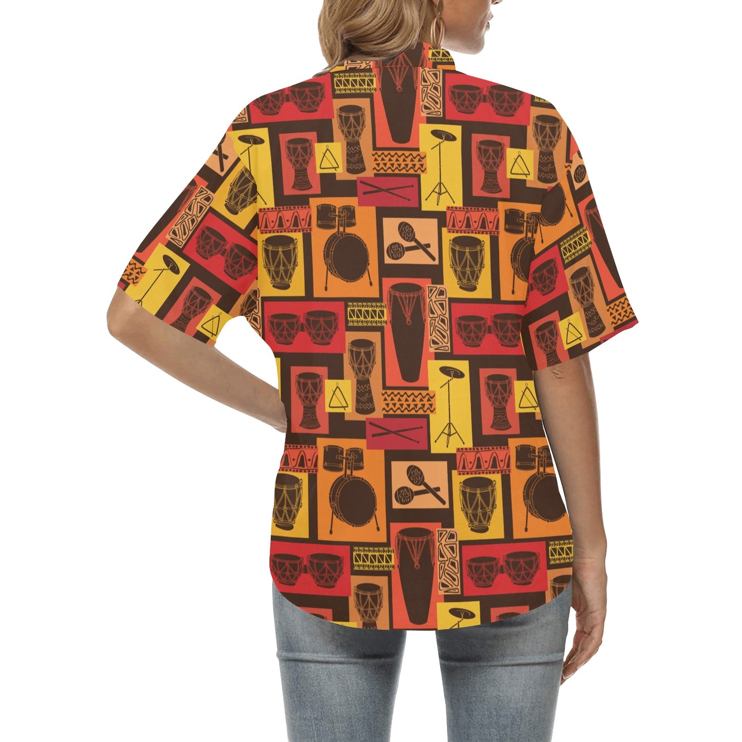 Percussion Pattern Print Design 02 Women's Hawaiian Shirt