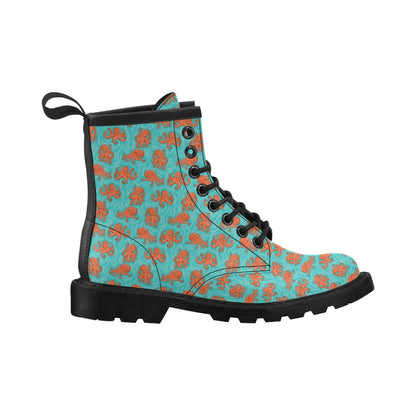 Octopus Cartoon Design Print Themed Women's Boots