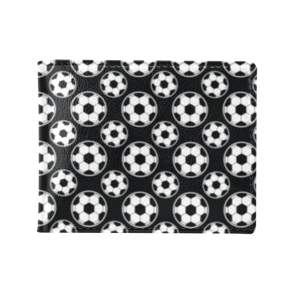 Soccer Ball Black Print Pattern Men's ID Card Wallet
