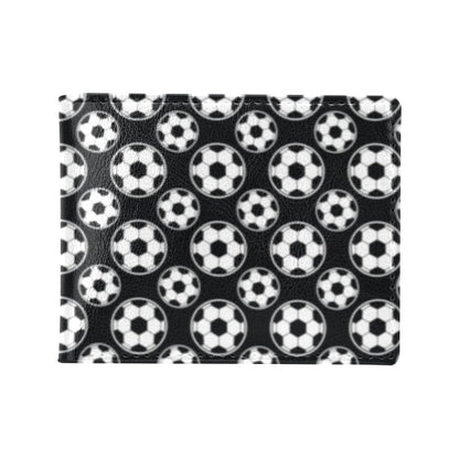 Soccer Ball Black Print Pattern Men's ID Card Wallet