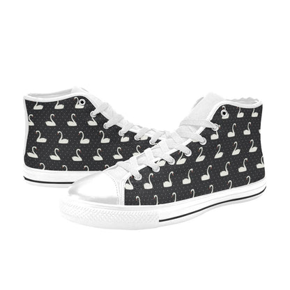 Swan Print Design LKS401 High Top Women's White Shoes