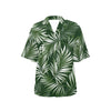 White Green Tropical Palm Leaves Women's Hawaiian Shirt