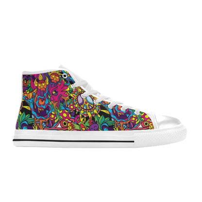 Trippy Print Design LKS304 High Top Women's White Shoes