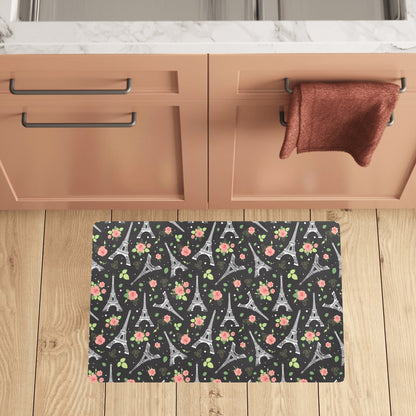 Eiffel Tower Rose Print Kitchen Mat