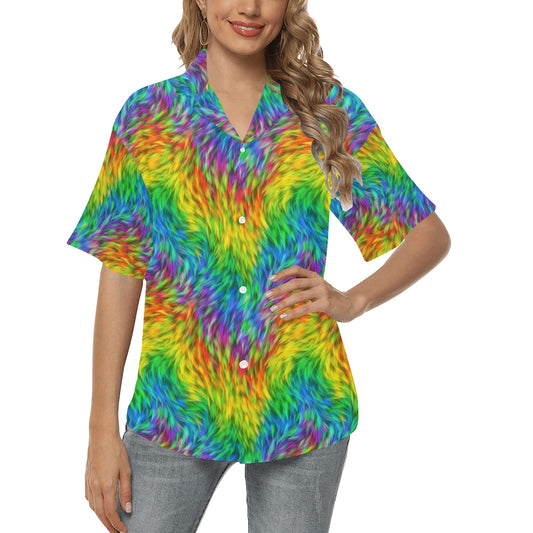 Rainbow Fur Design Print Women's Hawaiian Shirt