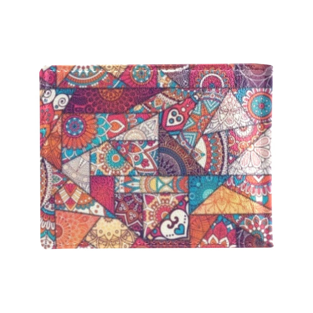 Patchwork Print Design LKS401 Men's ID Card Wallet