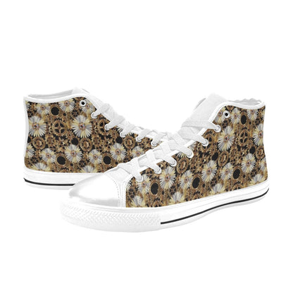 Steampunk Print Design LKS305 High Top Women's White Shoes