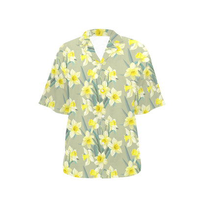Daffodils Pattern Print Design DF01 Women's Hawaiian Shirt