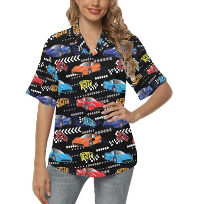 Racing Pattern Print Design A05 Women's Hawaiian Shirt