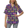 Dragonfly Neon Color Print Pattern Women's Hawaiian Shirt