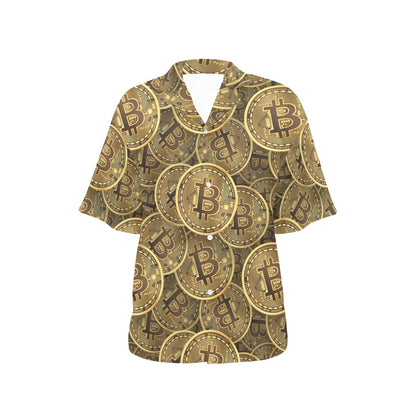 Bitcoin Pattern Print Design DO01 Women's Hawaiian Shirt