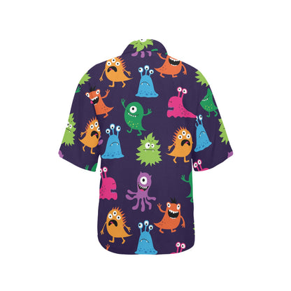 Monster Cartoon Pattern Print Design 02 Women's Hawaiian Shirt