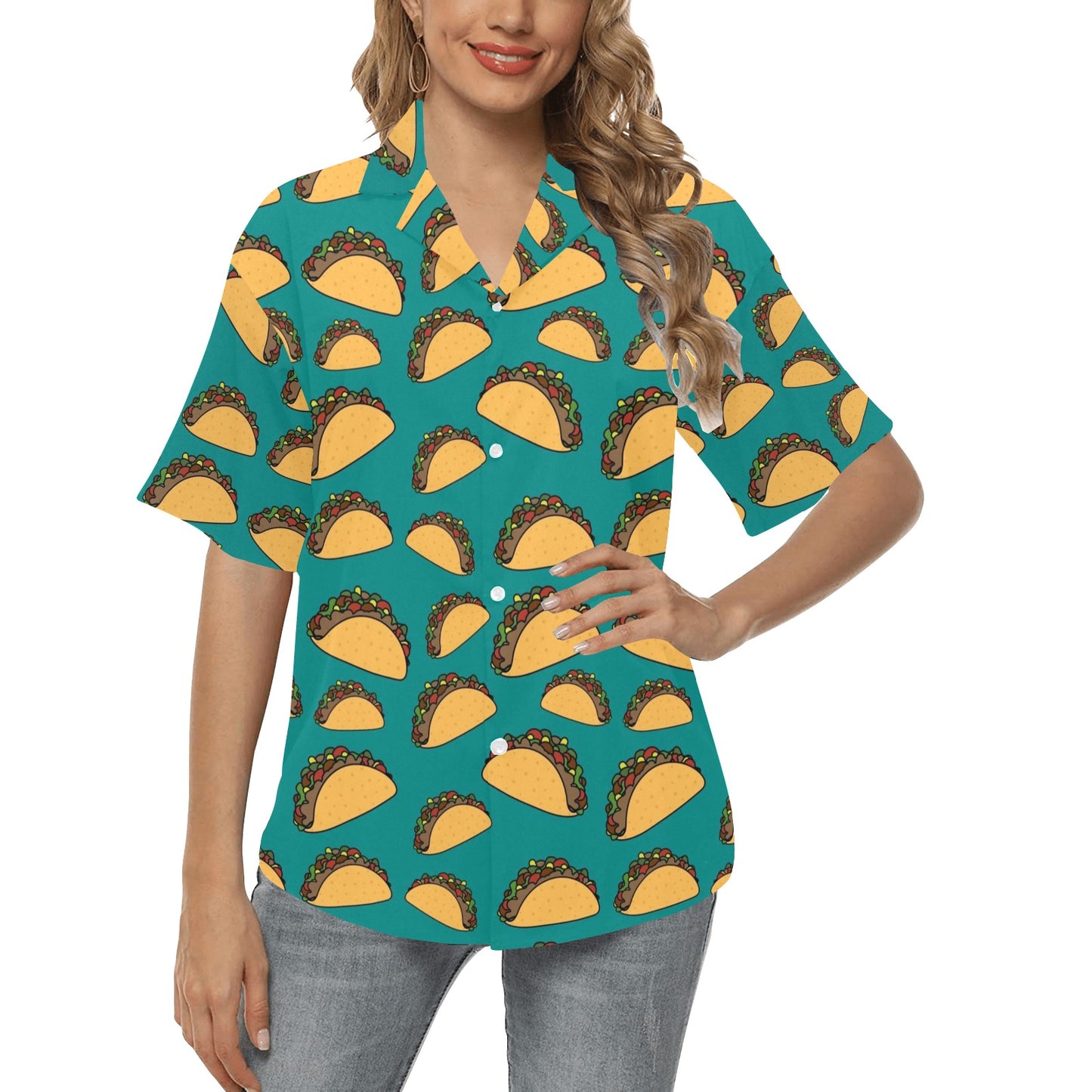 Taco Pattern Print Design TC07 Women's Hawaiian Shirt