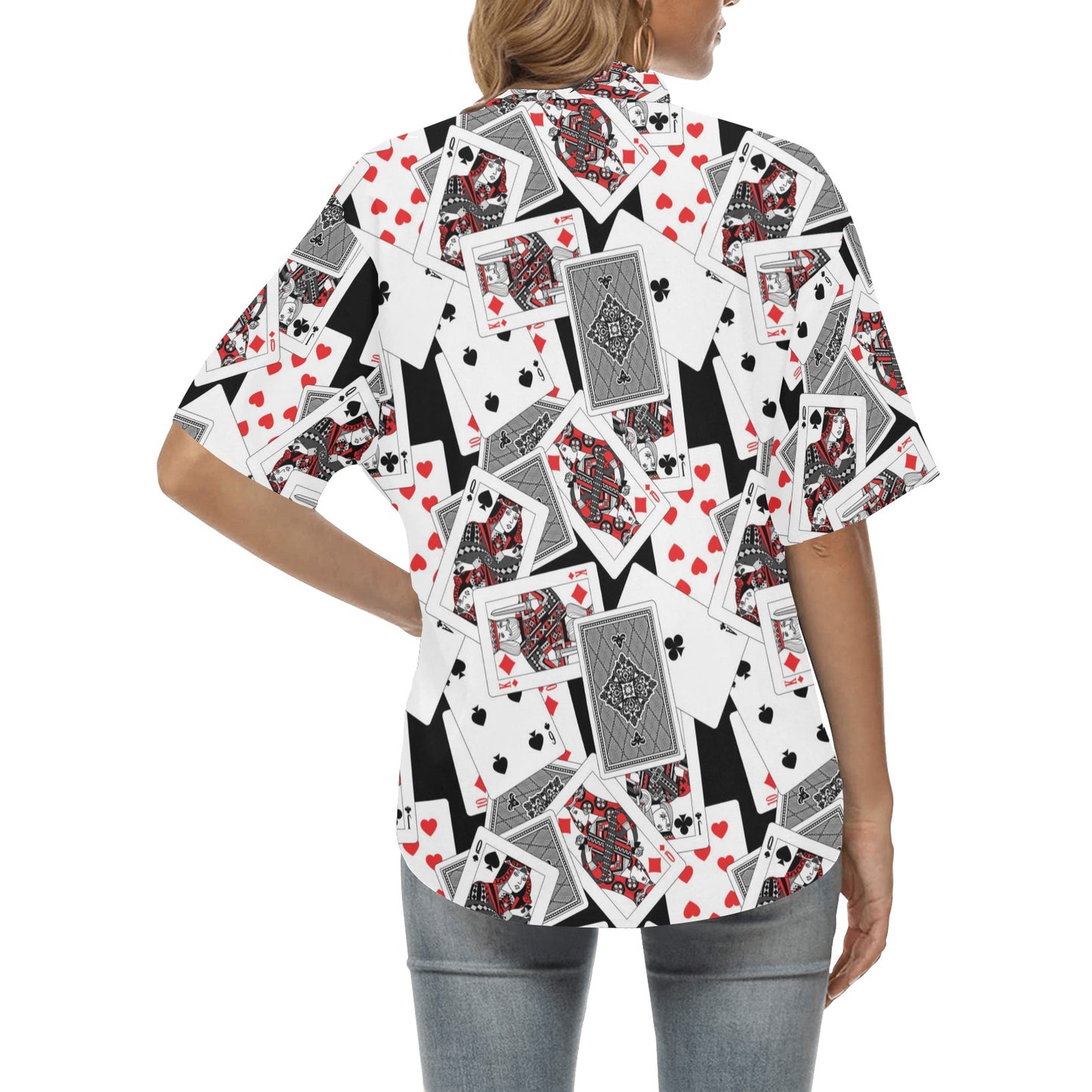 Poker Cards Pattern Print Design A04 Women's Hawaiian Shirt