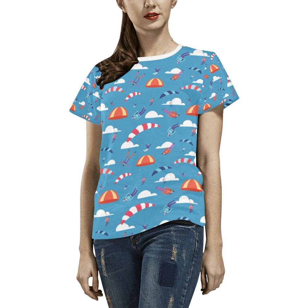 Skydiver Print Design LKS306 Women's  T-shirt