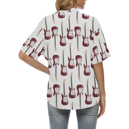 Bass Guitar Pattern Print Design 03 Women's Hawaiian Shirt