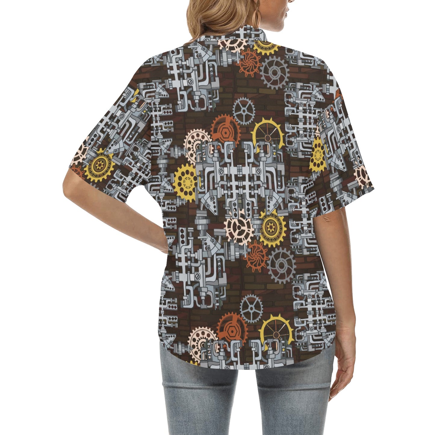 Mechanic Pattern Print Design 04 Women's Hawaiian Shirt