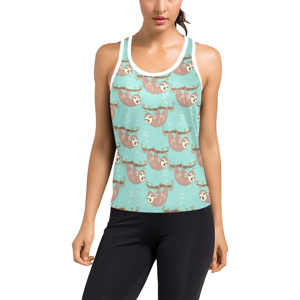 Sloth Print Design LKS302 Women's Racerback Tank Top