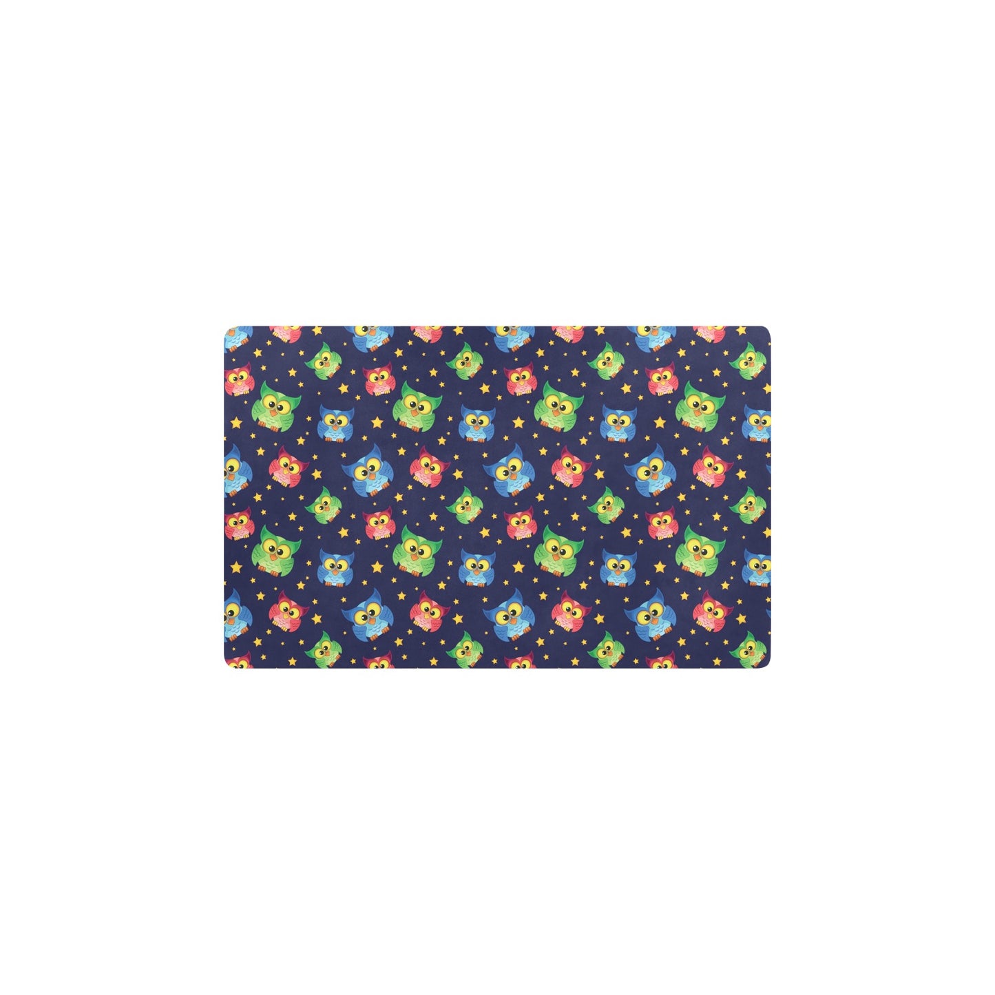 Owl with Star Themed Design Print Kitchen Mat