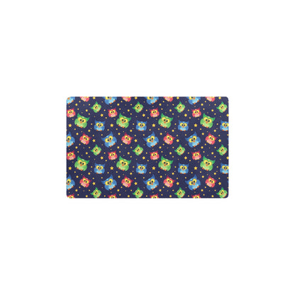 Owl with Star Themed Design Print Kitchen Mat