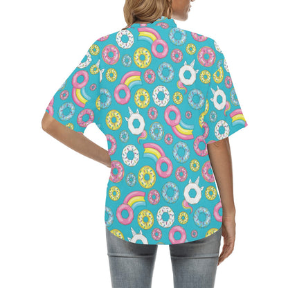 Donut Pattern Print Design DN013 Women's Hawaiian Shirt