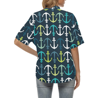 Anchor Pattern Print Design 03 Women's Hawaiian Shirt