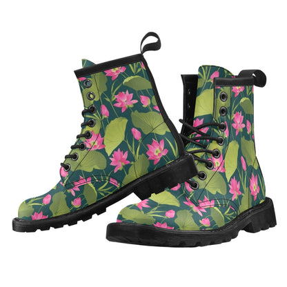 Water Lily Pattern Print Design WL09 Women's Boots