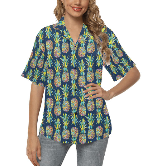 Pineapple Color Art Women's Hawaiian Shirt