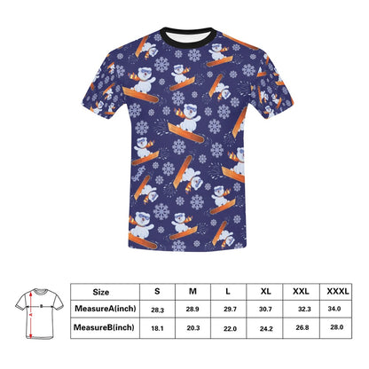 Snowboard Bear Print Design LKS305 Men's All Over Print T-shirt