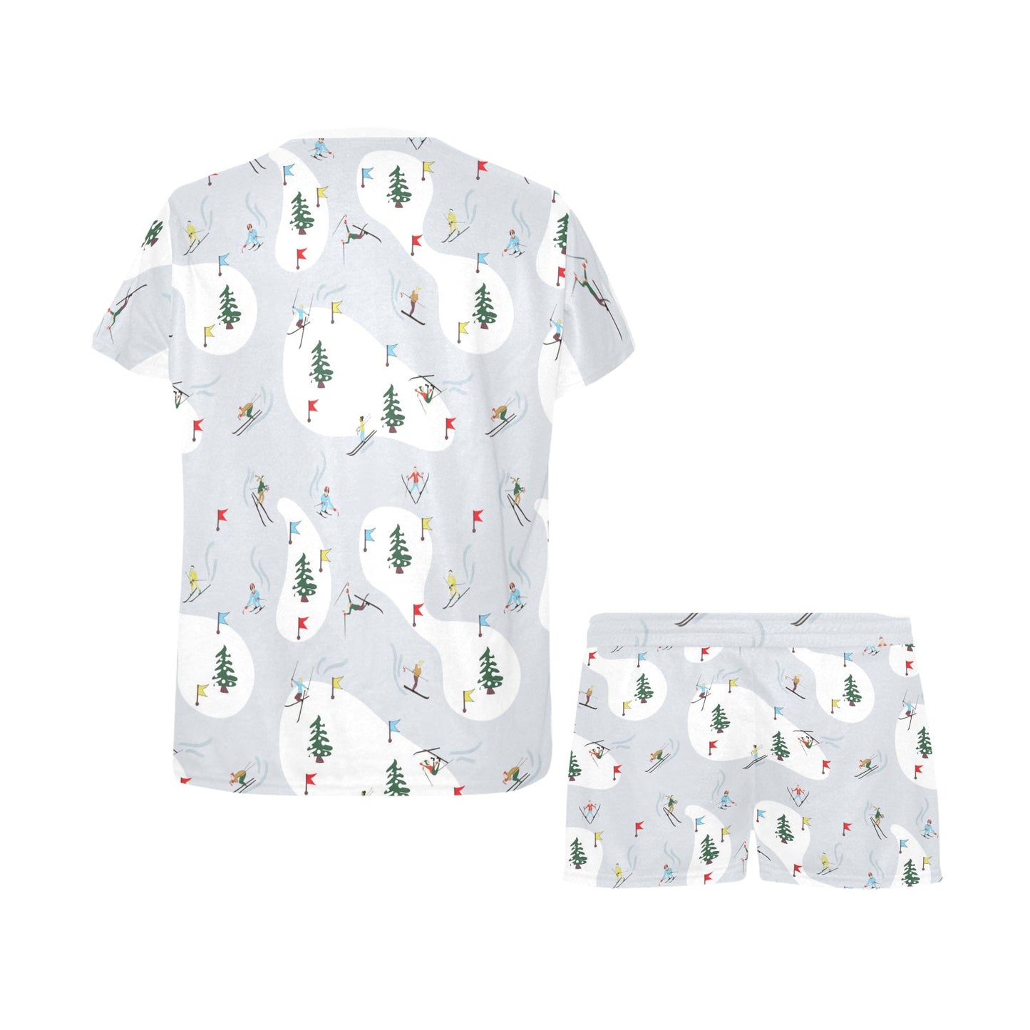 Ski Print Design LKS305 Women's Short Pajama Set