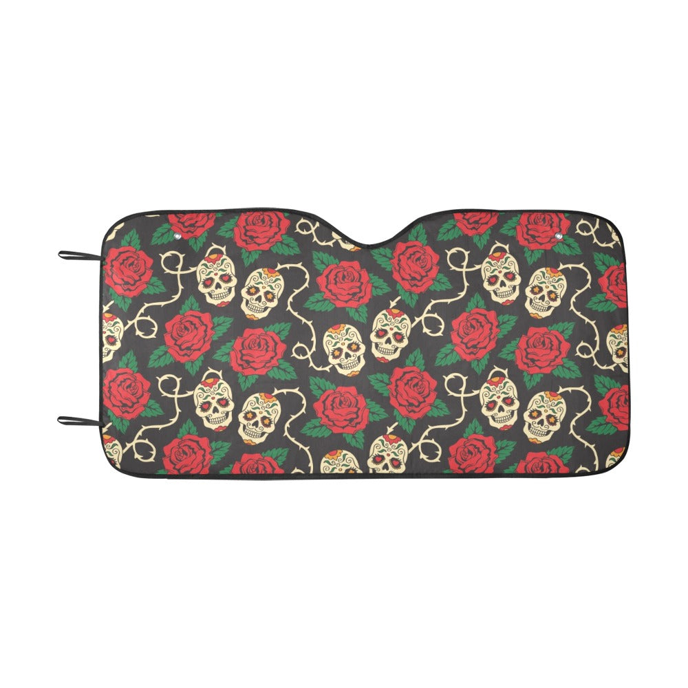 Sugar Skull Red Rose Print Design LKS301 Car front Windshield Sun Shade