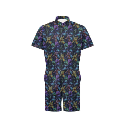 Dragonfly With Floral Print Pattern Men's Romper