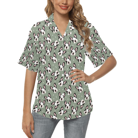 Boston Terrier Pattern Print Design 05 Women's Hawaiian Shirt